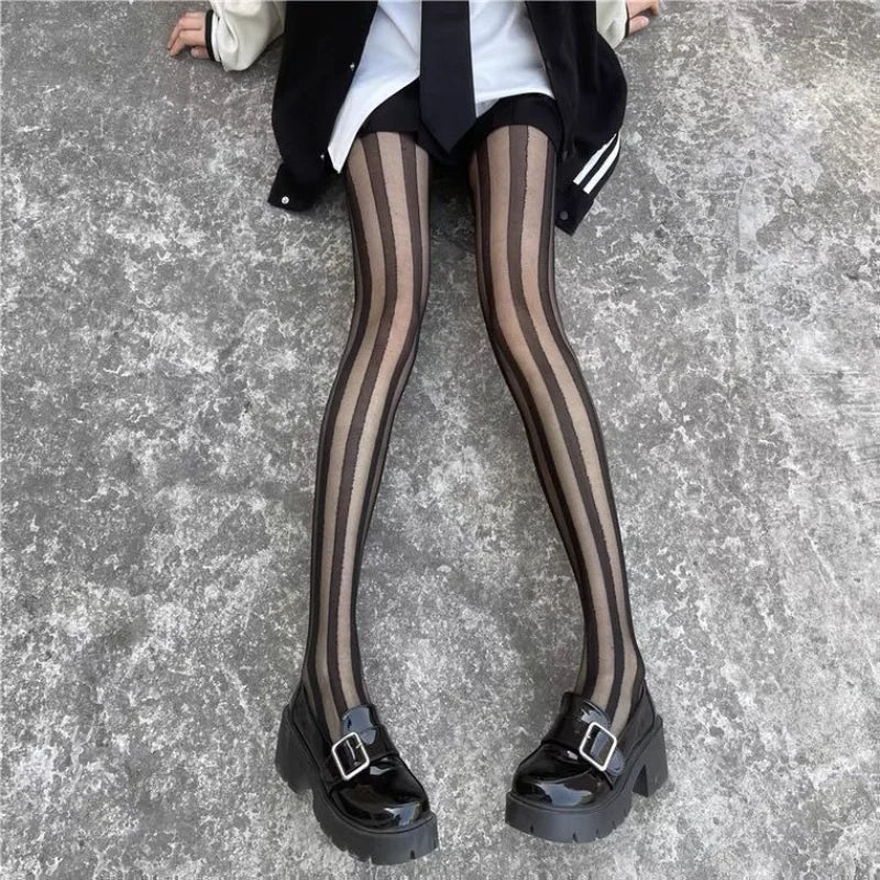 Vertical Stripe Sheer Tights