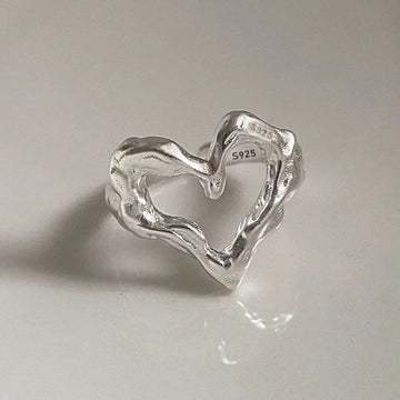 Wavy Heart Silver Ring