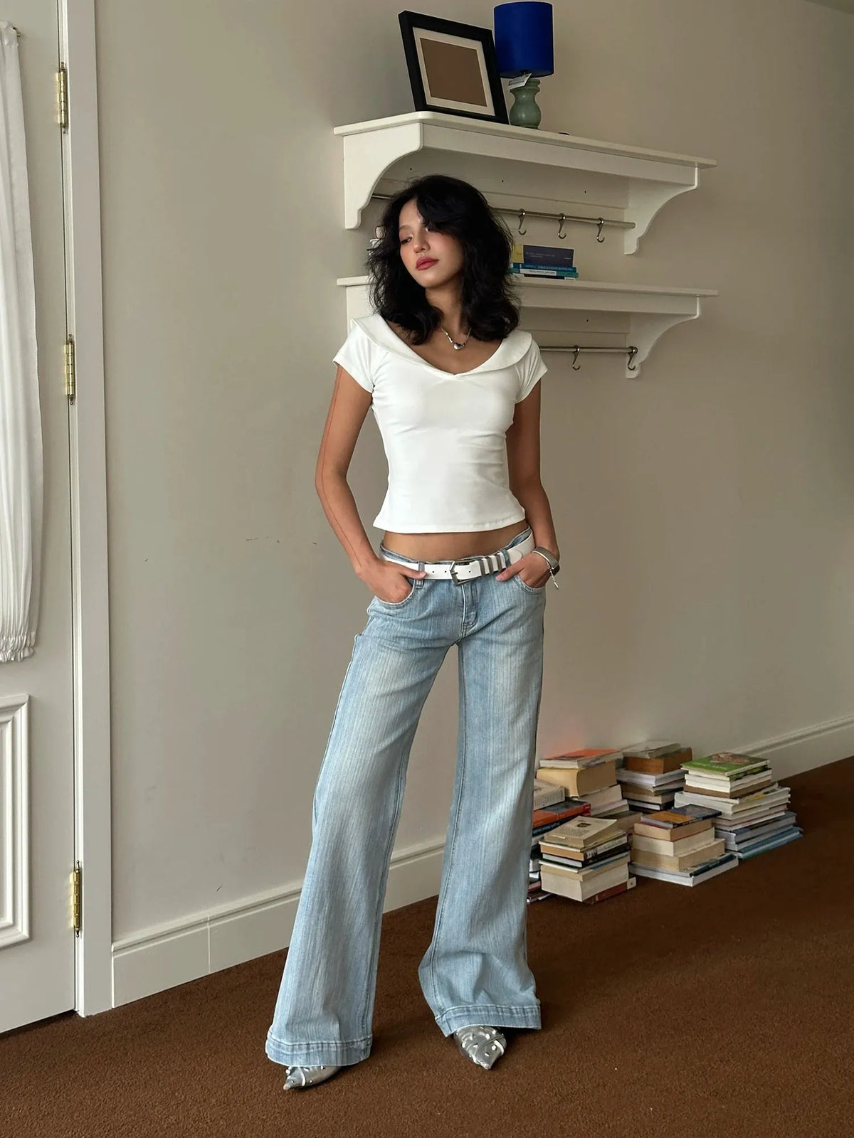 White V Neck Top