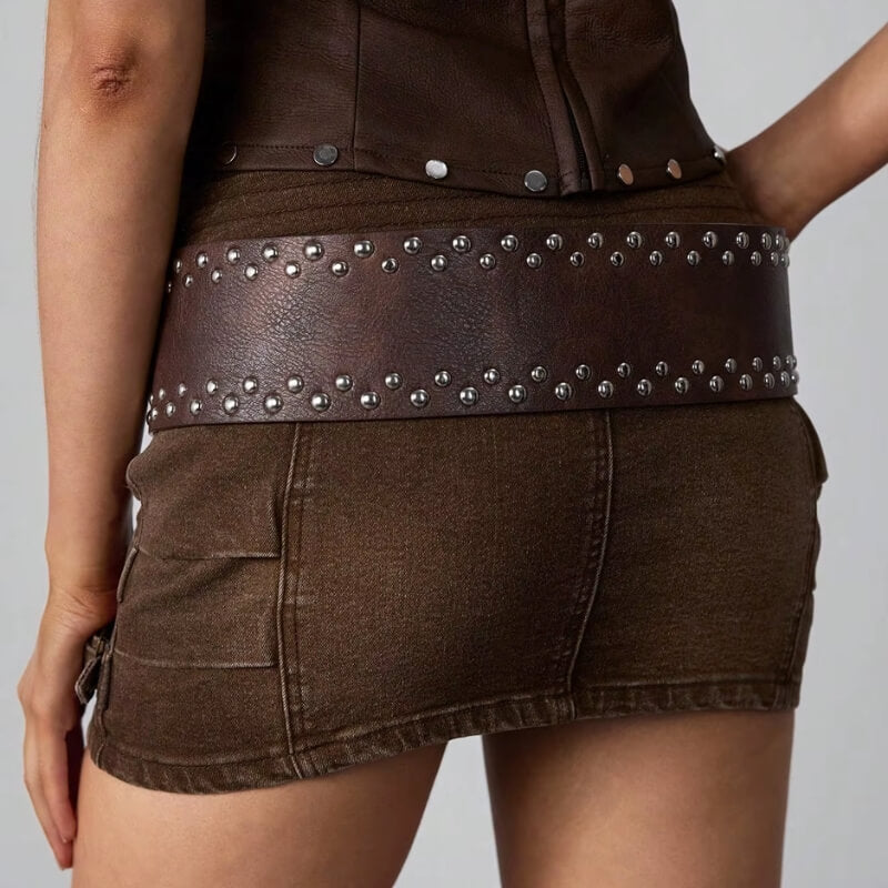 Wide Studded Western Belt