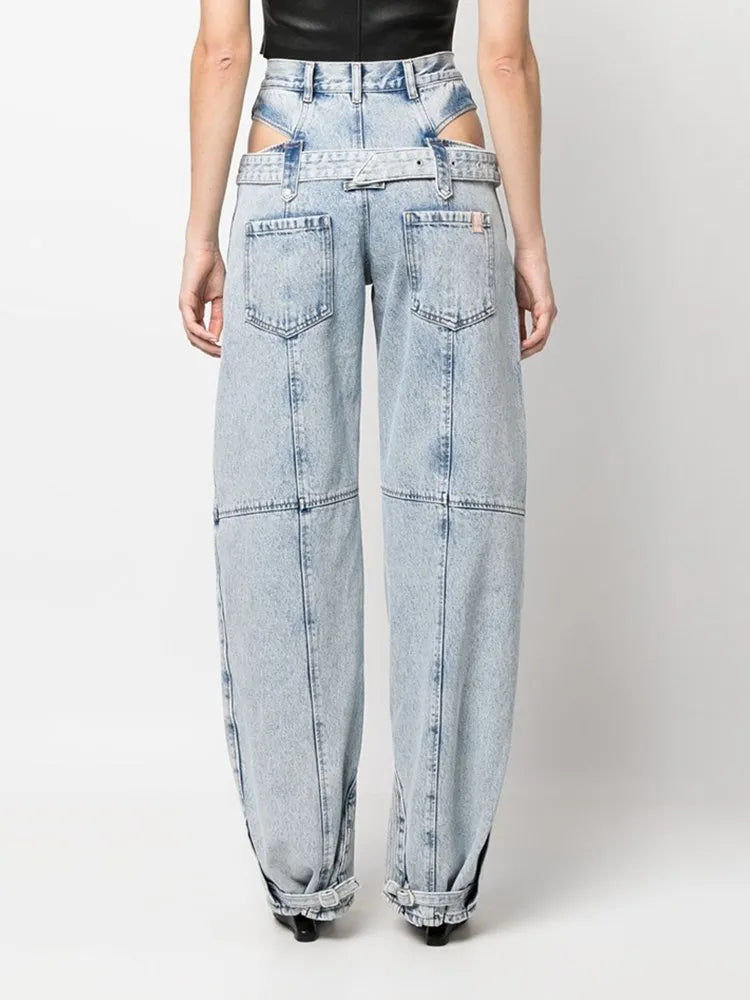 Y2K Belted Cut Out Jeans