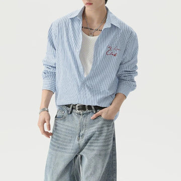 Y2K Blue Striped Shirt