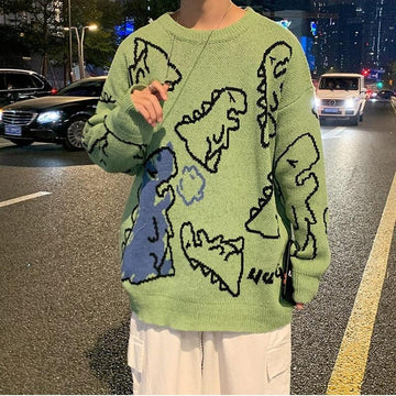 Y2K Dinosaur Knitted Sweater