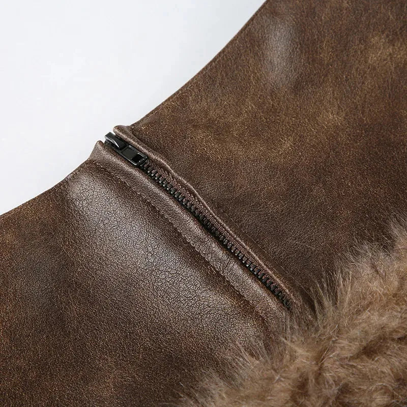 Y2K Faux Fur Mini Skirt