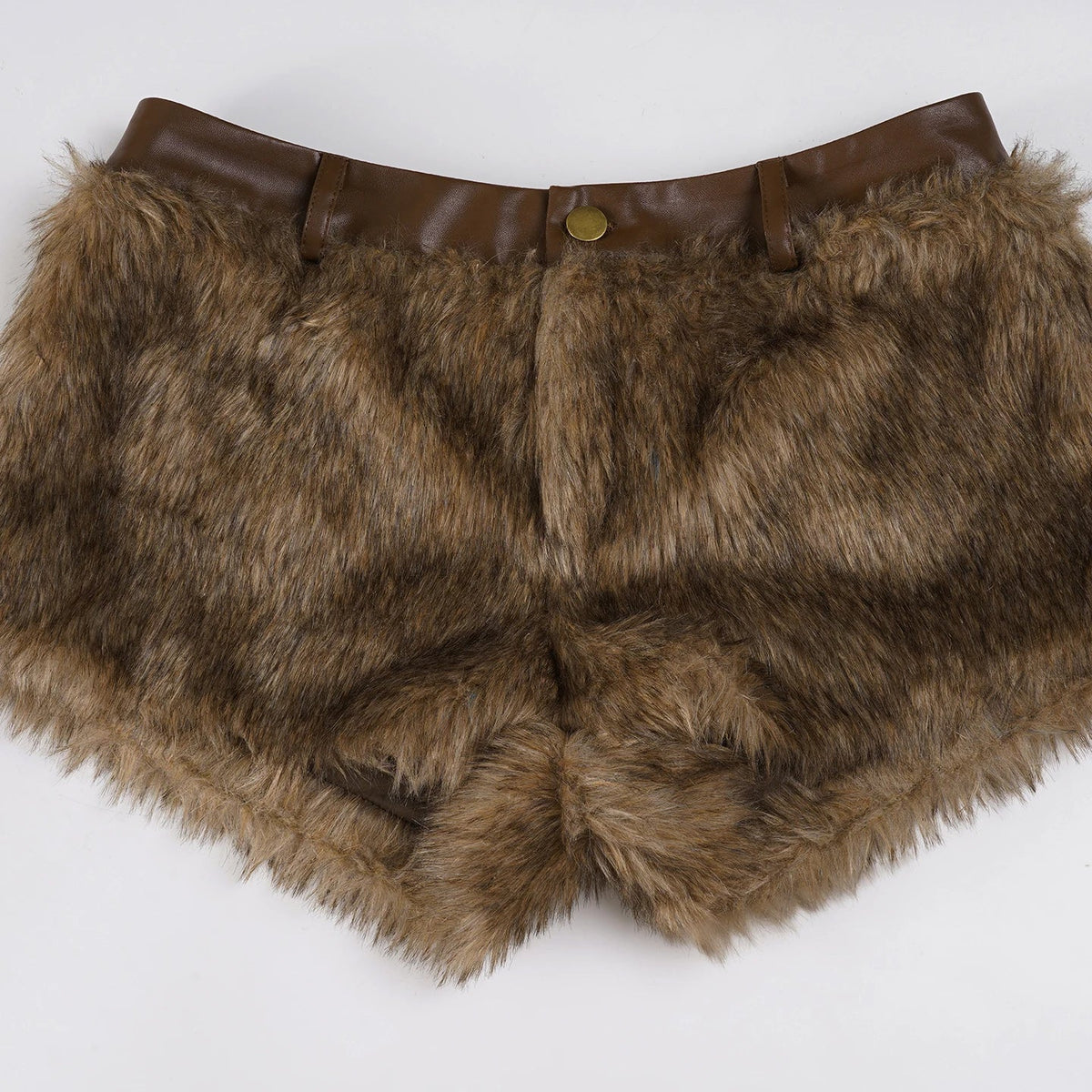 Y2K Grunge Faux Fur Mini Shorts