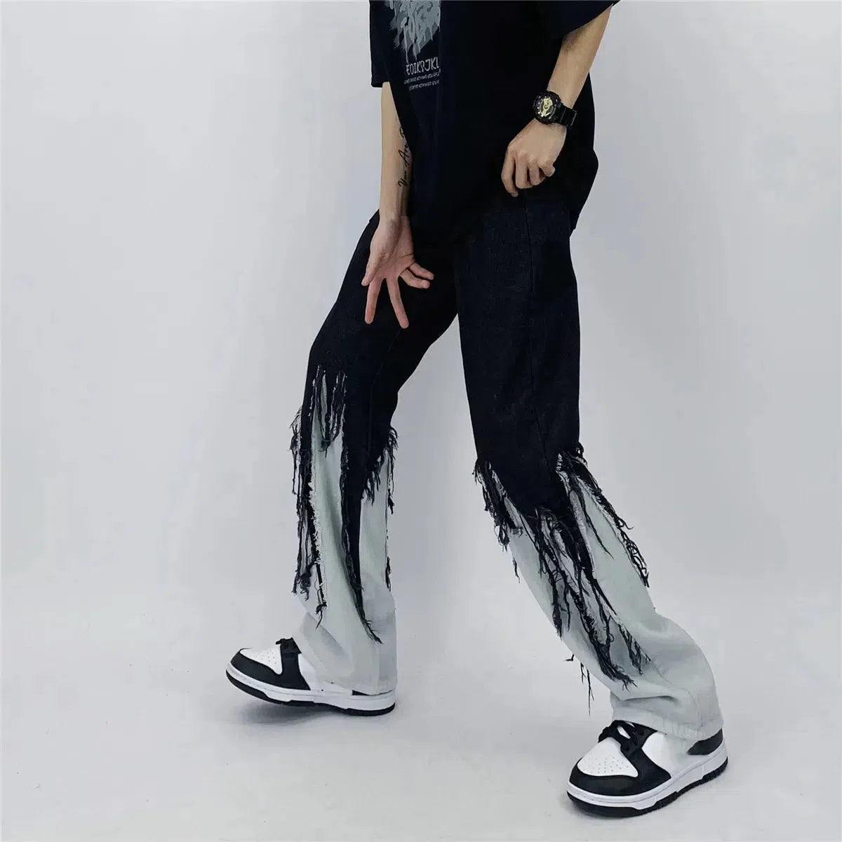 Y2K Grunge Fringed Jeans