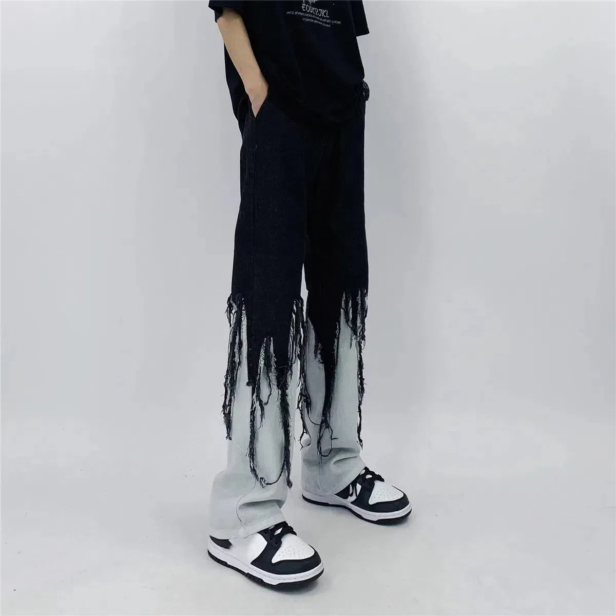 Y2K Grunge Fringed Jeans