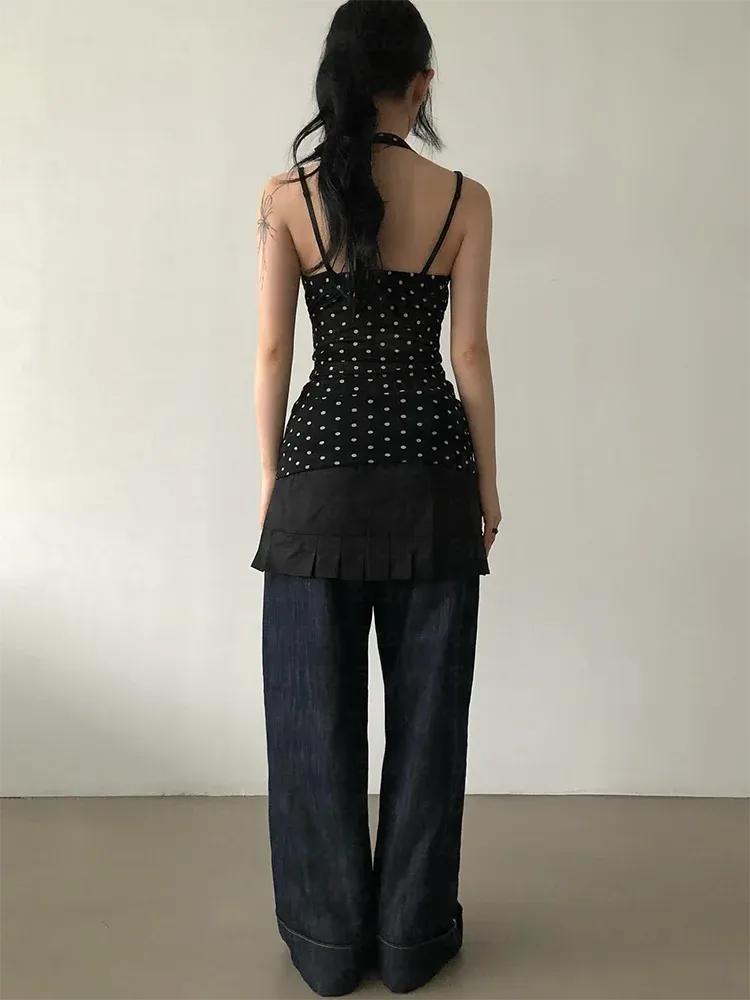 Y2K Halter Neck Polka Dot Top