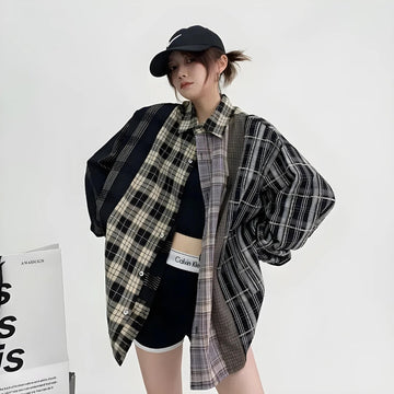 Y2K Multi Pattern Plaid Shirt