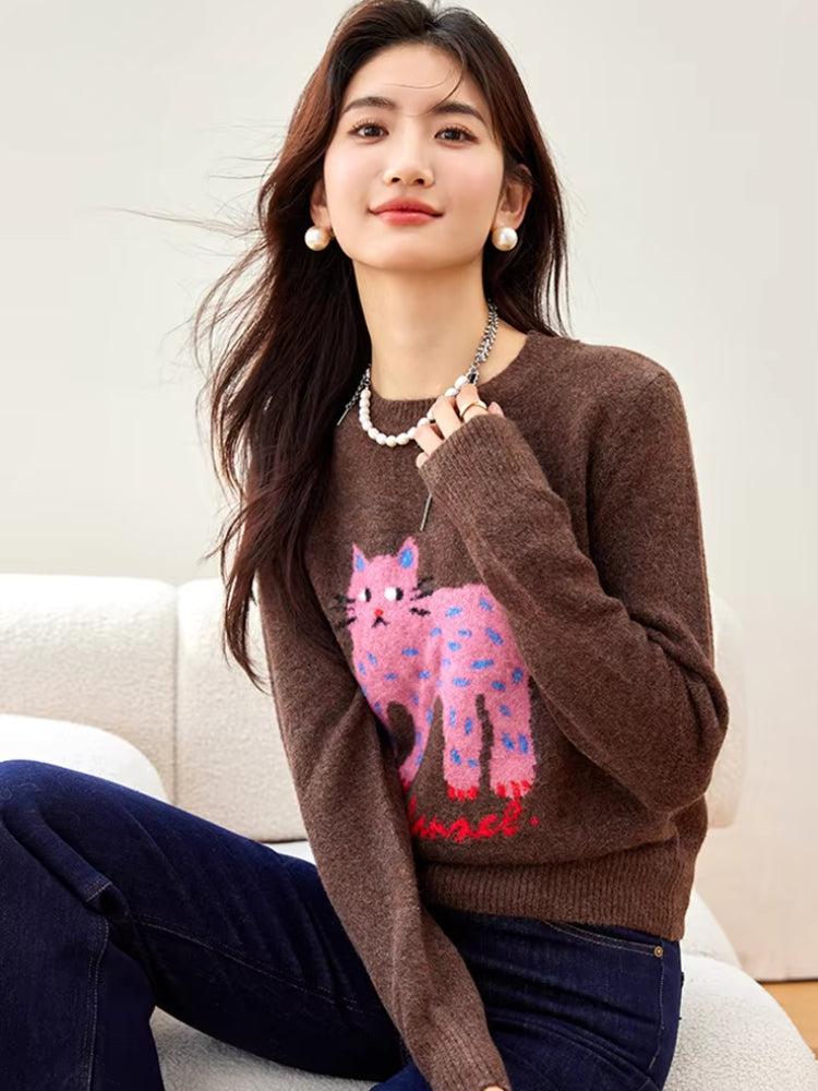 Y2K Pink Cat Sweater