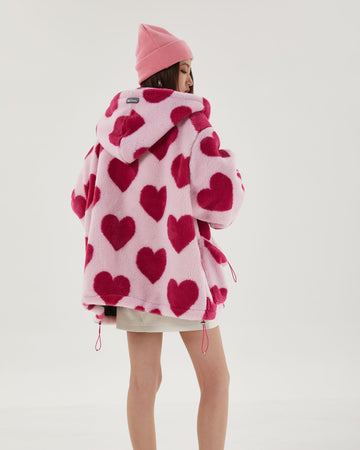 Y2K Pink Heart Pattern Jacket