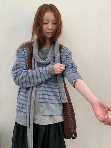 Y2K Striped Cardigan