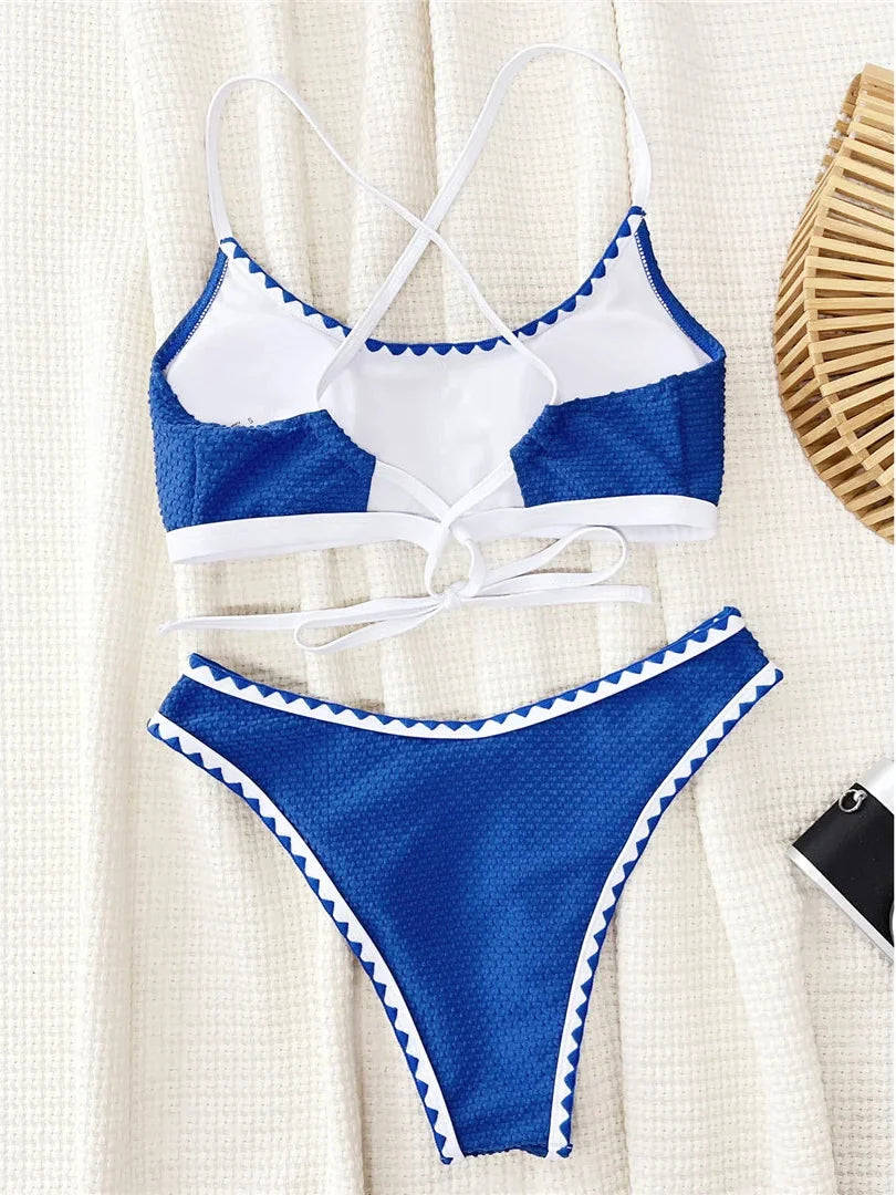 Zigzag Trim Bikini Set