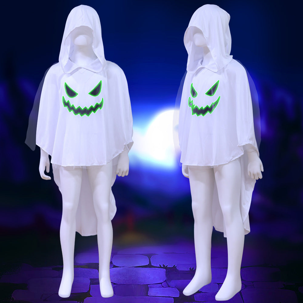 Glow-In-The-Dark Ghost Cape Halloween Costume For Kids