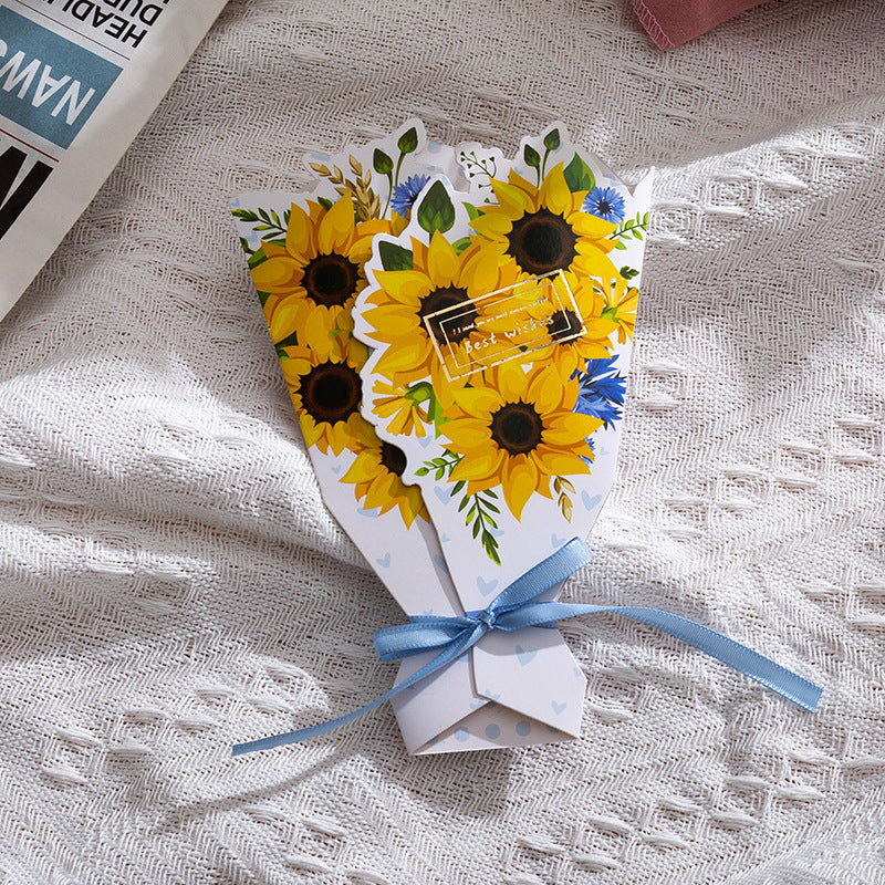 3D Cross-Border Bouquet Butterfly Gold Foil Greeting Card Valentine Christmas Thank You Gift Note
