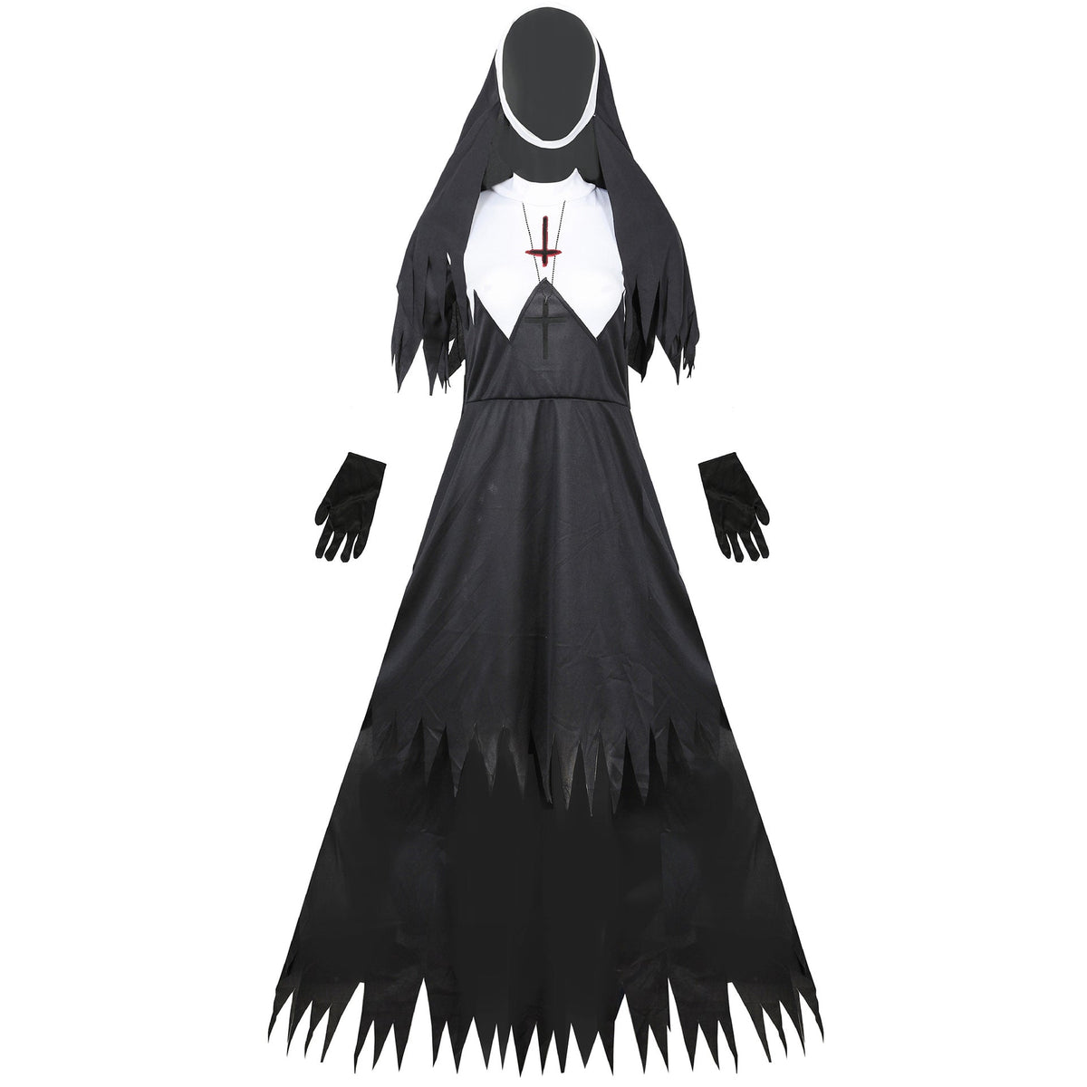 S-XXXL Zombie Nun Costume Halloween Cosplay Vampire Demon Outfit