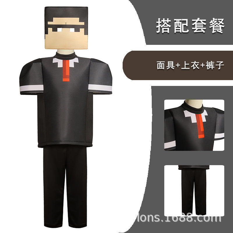 Minecraft Steve Cosplay Costume For Kids Halloween Stage Performance