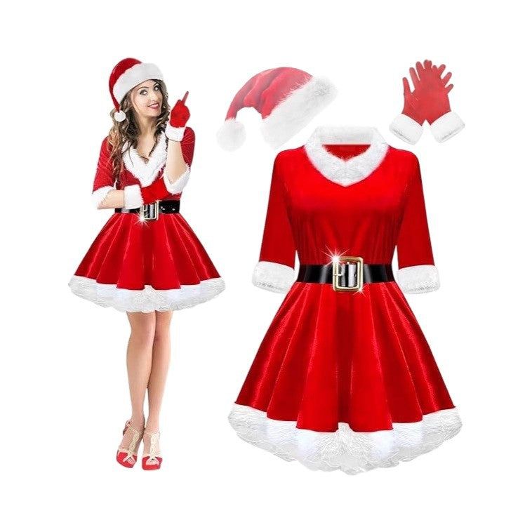 Christmas Costume Adult Women Santa Claus Party Performance Outfit