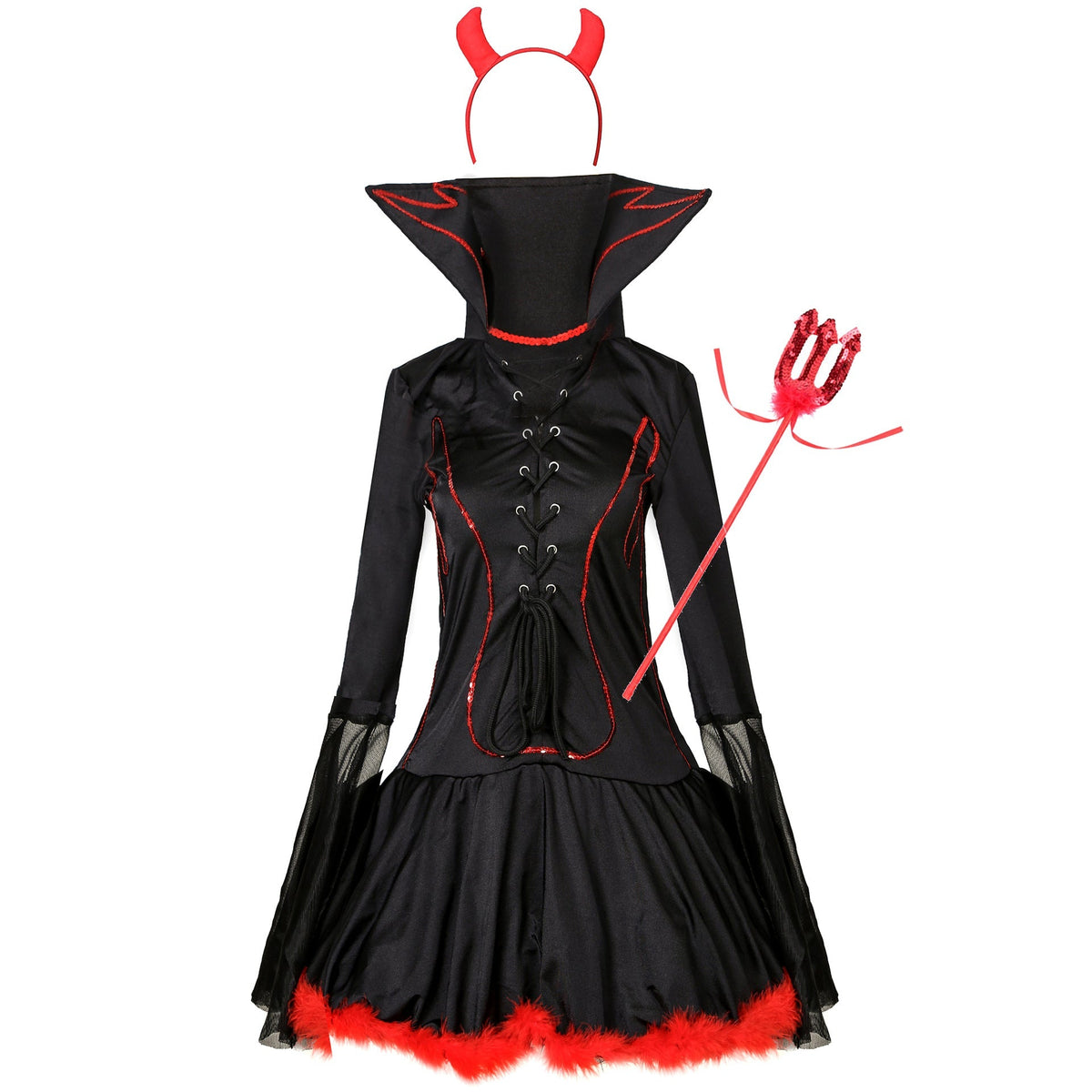 Vampire Demon Costume Set S-XL Role Play Halloween Game Uniform