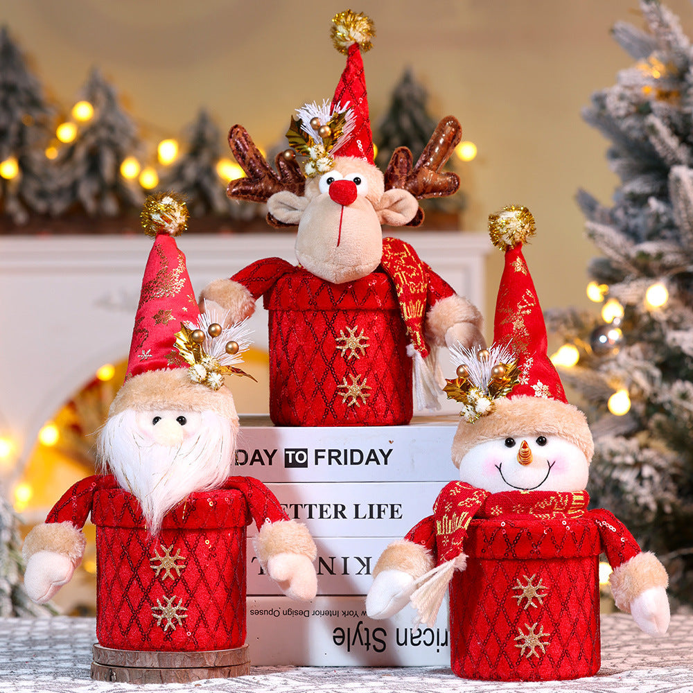 Christmas Apple Candy Gift Box With Santa Snowman Reindeer