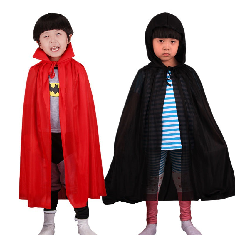 Adult Halloween Cloak Black Red Single-Sided Devil Reaper Pirate Witch Cape