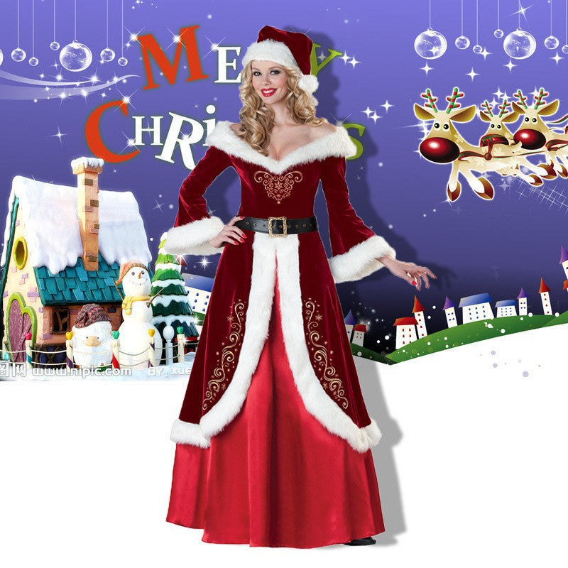 Christmas Couple Costume Santa Elf Green Stage Performance Outfit