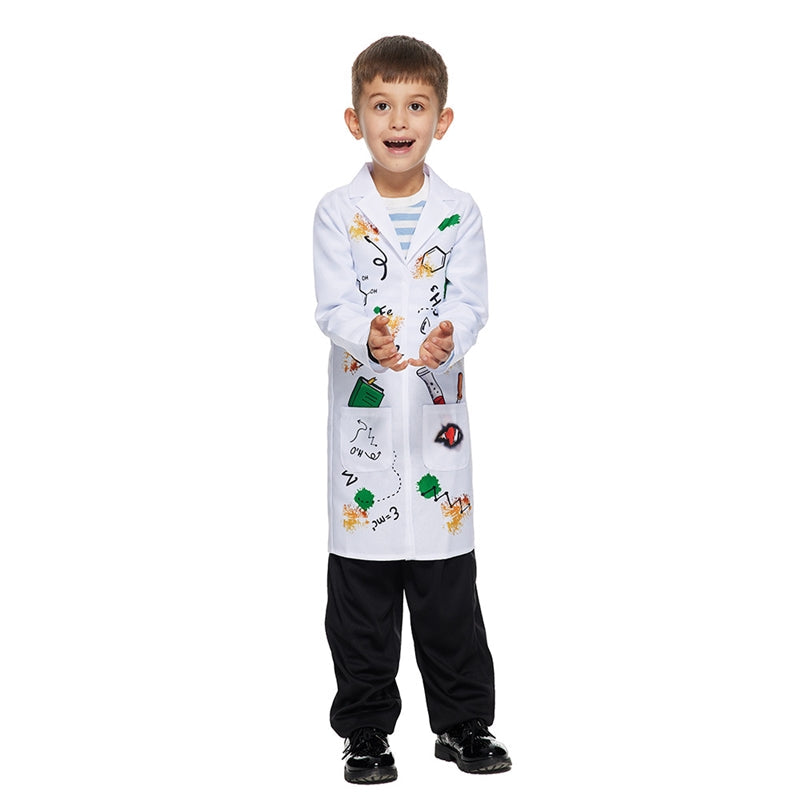 Kids Scientist Cosplay Halloween Party Stage Costume