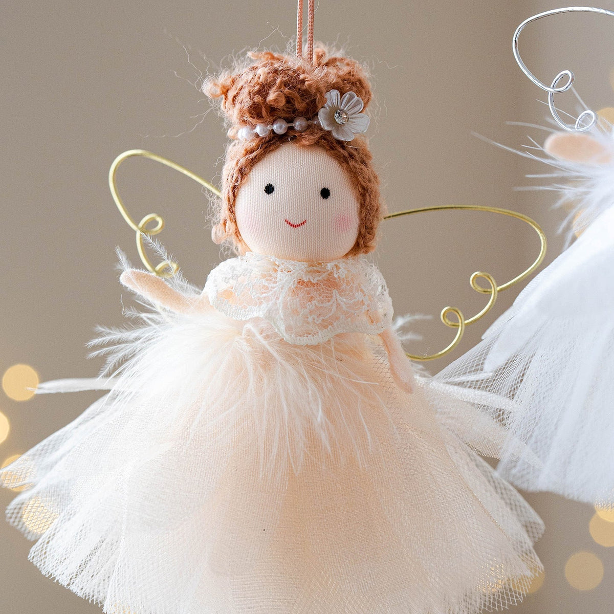 Christmas Decor Petal Mesh Skirt Angel Girl Pendant