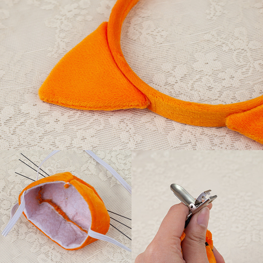 Kids Cosplay Cat Ears Headband Orange Role Play Accessory