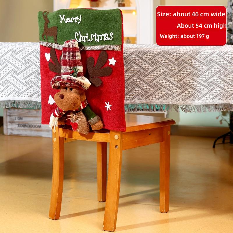 Christmas Chair Cover Santa Snowman 3D Plush Home Decor