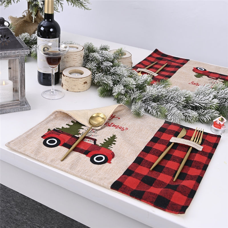 Car Christmas Cartoon Table Mat