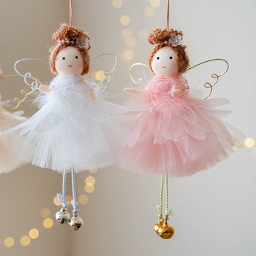Christmas Decor Petal Mesh Skirt Angel Girl Pendant