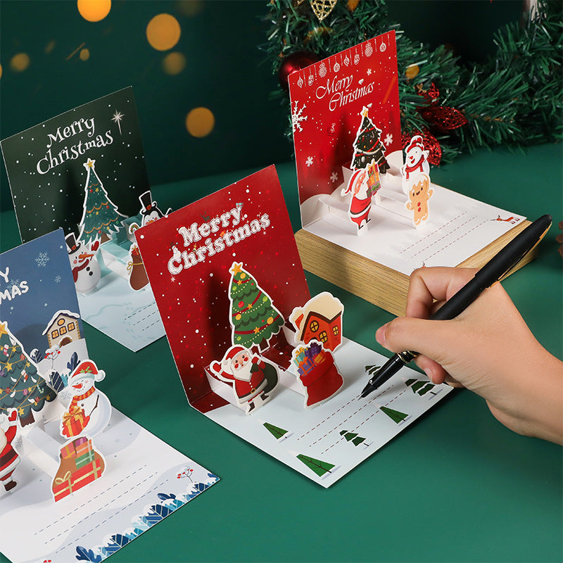 3D Christmas Greeting Cards With Folding Design For New Year, Thanksgiving, And Peace Night Gifts
