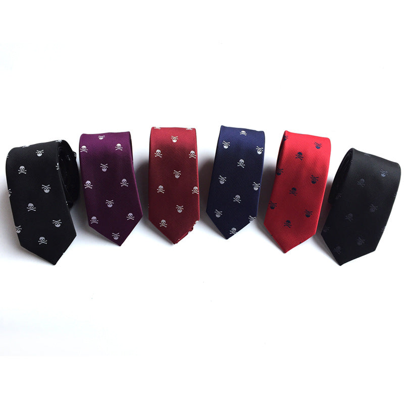 6Cm Narrow Skull Halloween Tie