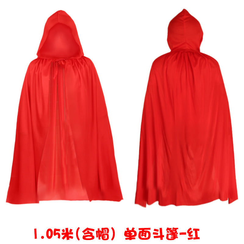 Adult Halloween Cloak Black Red Single-Sided Devil Reaper Pirate Witch Cape