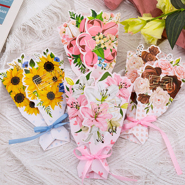 3D Cross-Border Bouquet Butterfly Gold Foil Greeting Card Valentine Christmas Thank You Gift Note