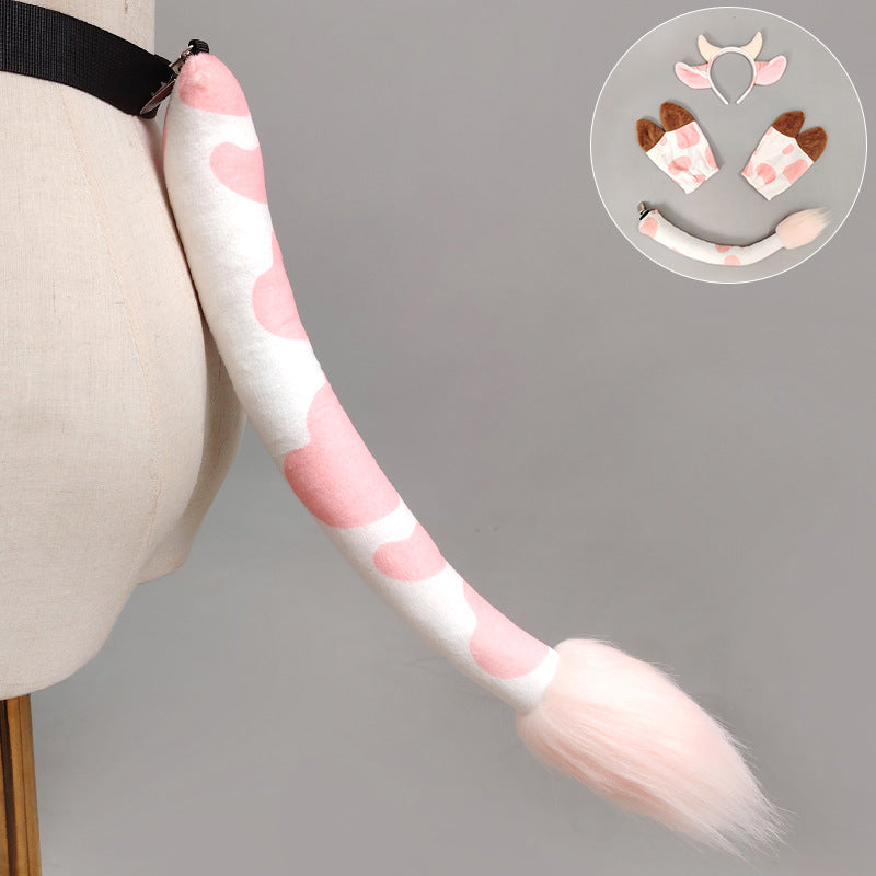 Halloween Cow Headband Ears Tail Costume Set Kids