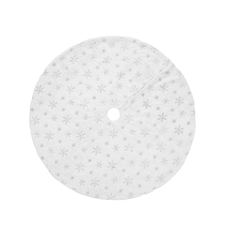 122Cm White Fluffy Beaded Snowflake Christmas Tree Skirt