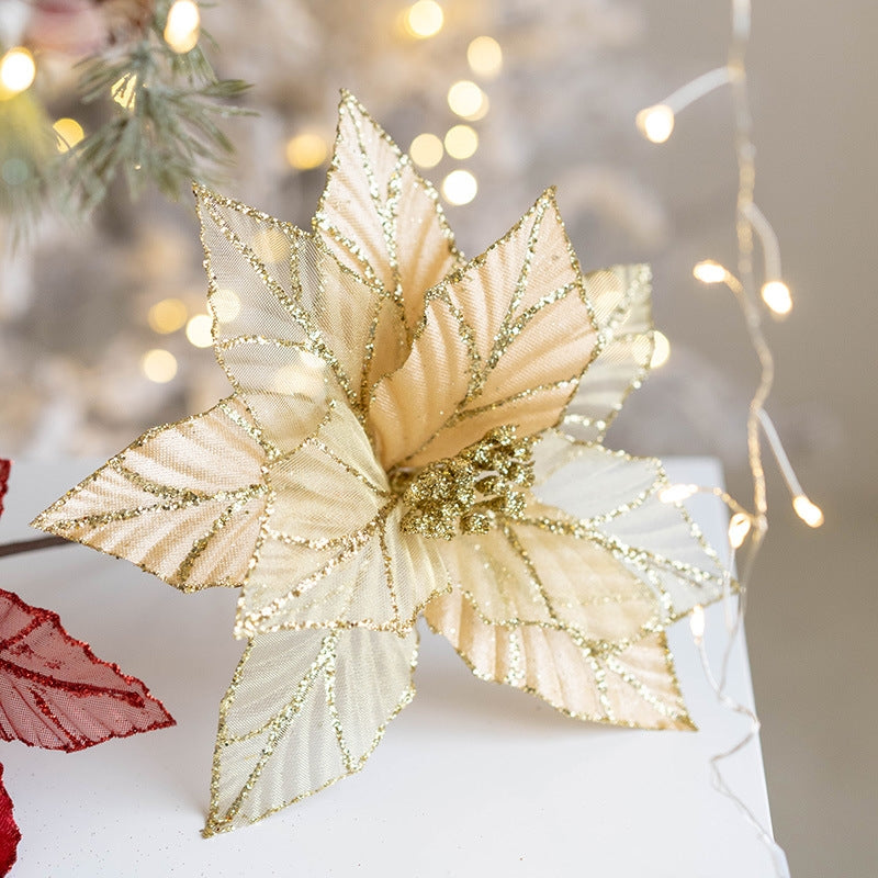 25Cm Mesh Christmas Tree Flower
