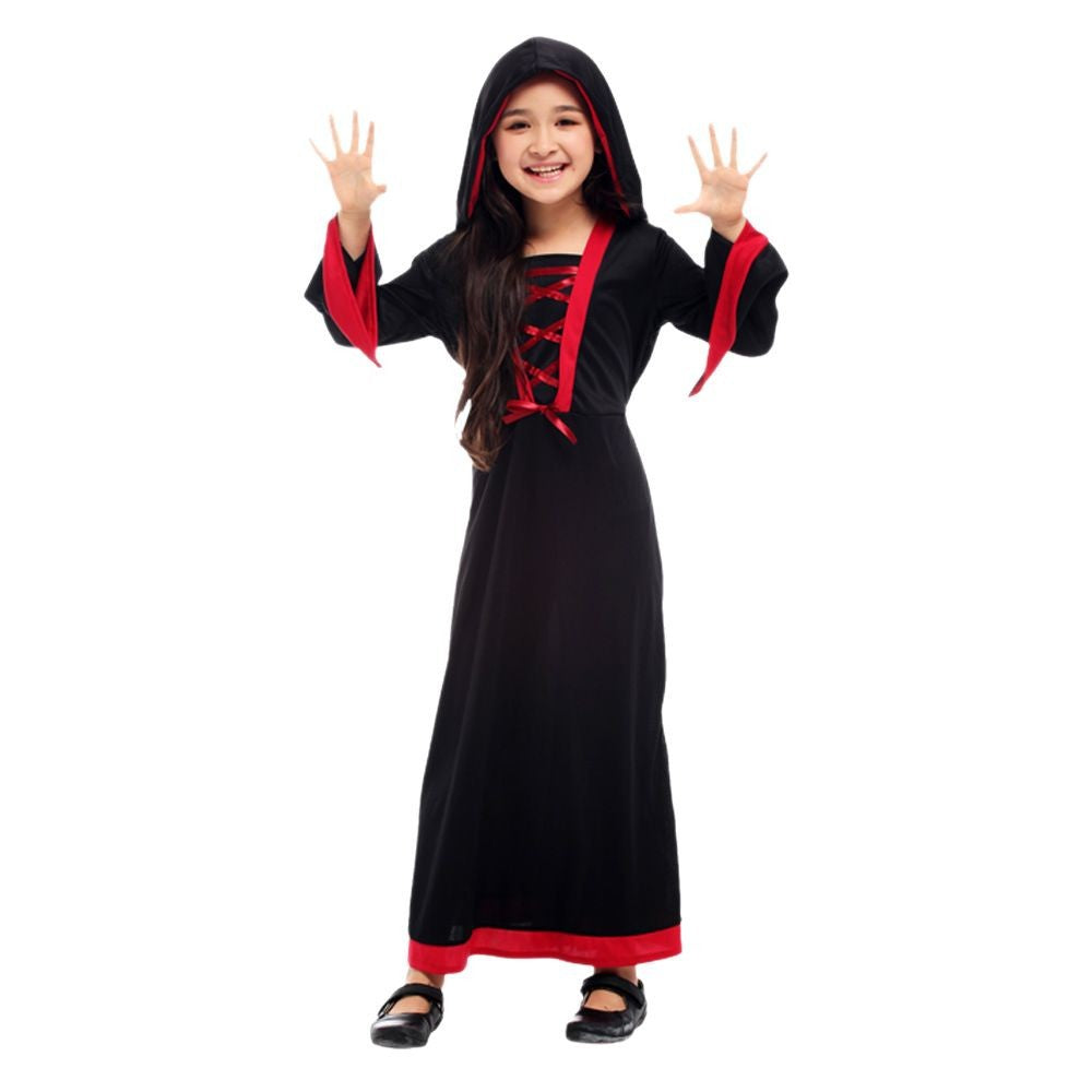 Gothic Vampire Witch Costume For Adults Kids Halloween Cosplay