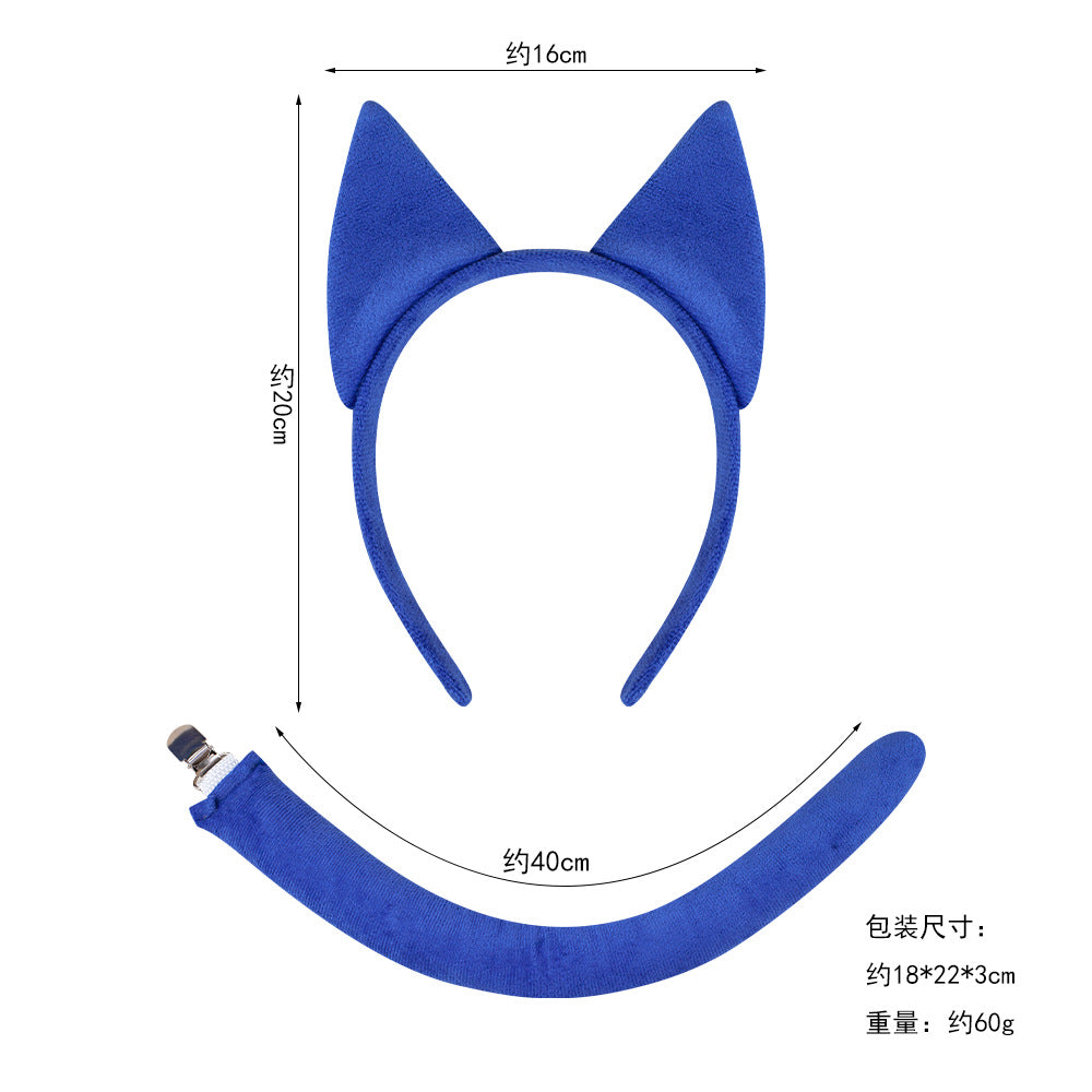 Blue Cat Ear Headband For Kids Halloween Costume Party