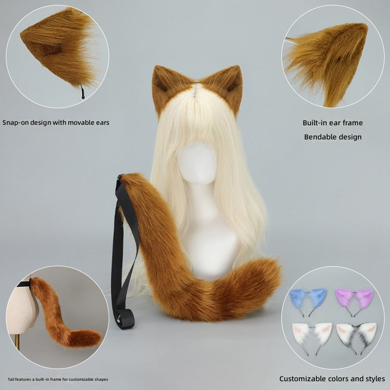 Halloween Cat Ears Tail Set Cosplay Props Handmade