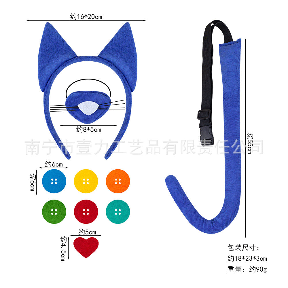 Blue Cat Ear Headband For Kids Halloween Costume Party