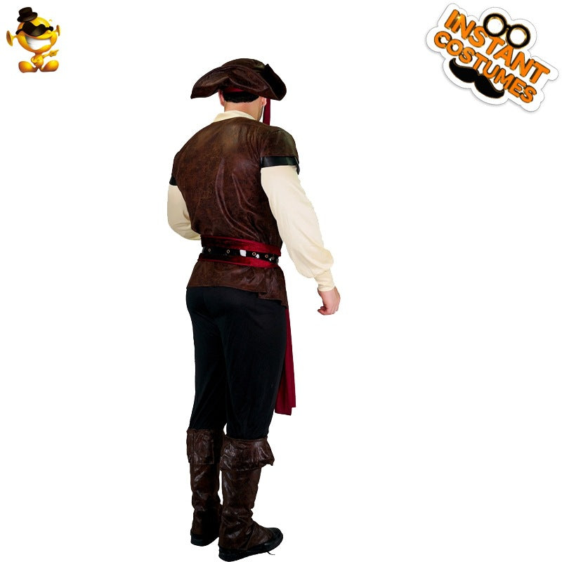 Adult Men's Leather Pirate Costume For Halloween Cosplay