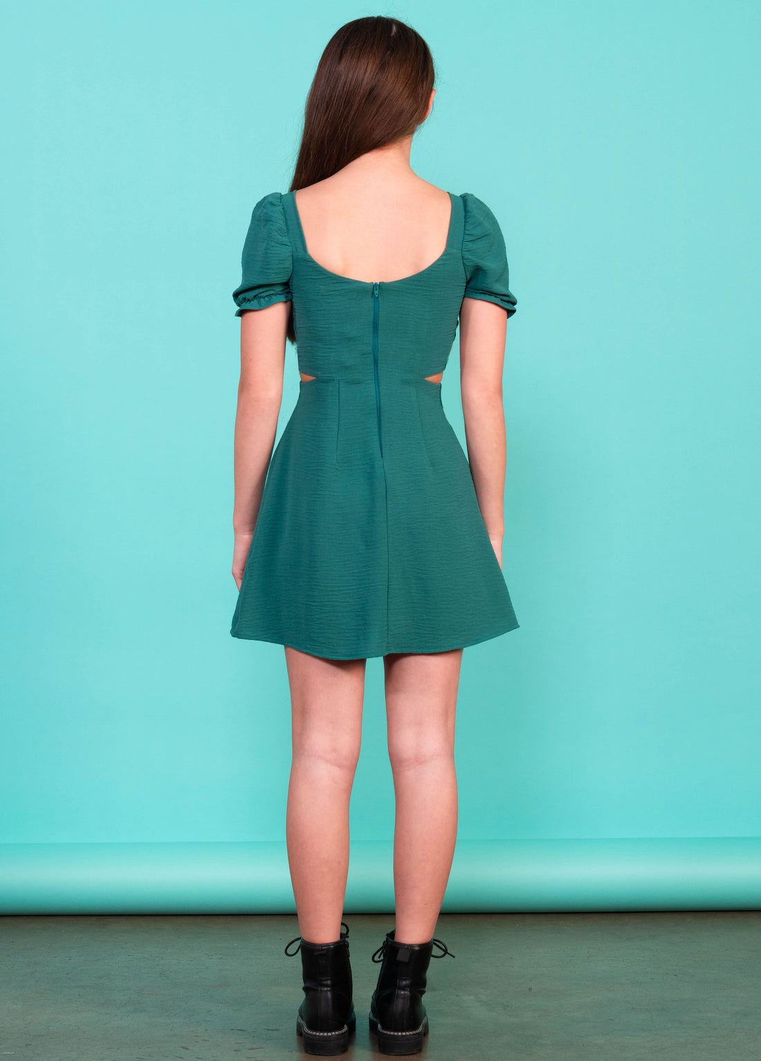 Puff Sleeves Side Cut Out Dress