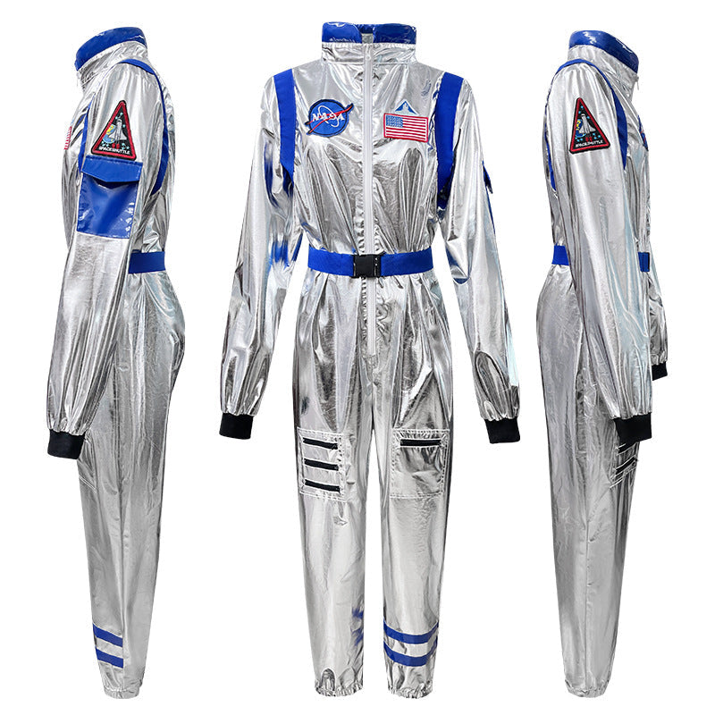 Halloween Adult Astronaut Costume Silver Space Suit Cosplay