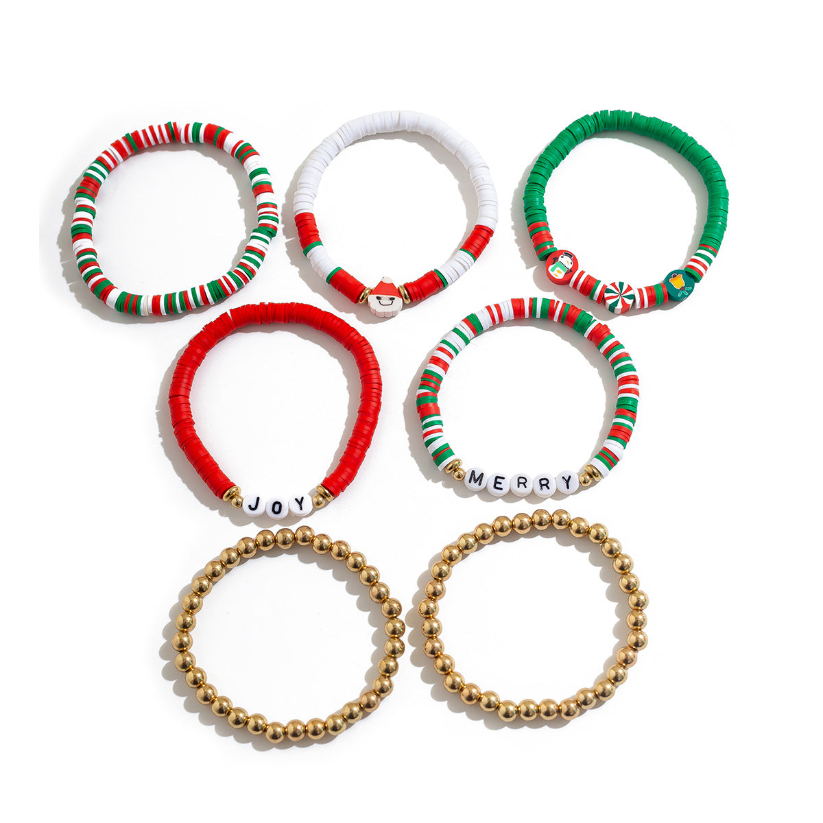 Christmas Clay Beads Bracelet CCB Star Letter Charms