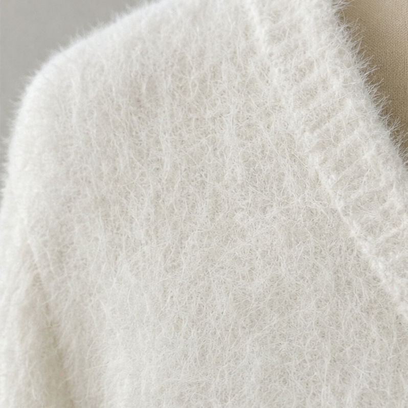 Fuzzy-Knit V-Neck Mini Dress