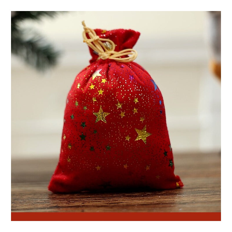 Christmas Drawstring Gift Bag Gold Foil