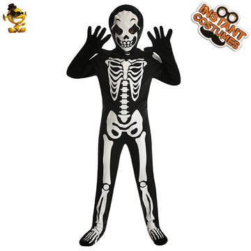 Halloween Kids Skeleton Costume White Full Body Party Outfit
